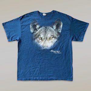 Y2K Albuquerque New Mexico Wolf Animal Short Sleeve Tee in Blue